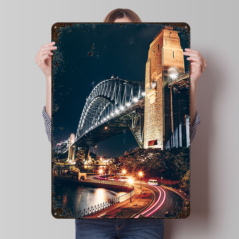 Home Bar Sydney - Poster Jembatan Pelabuhan Sydney Tanda Logam
