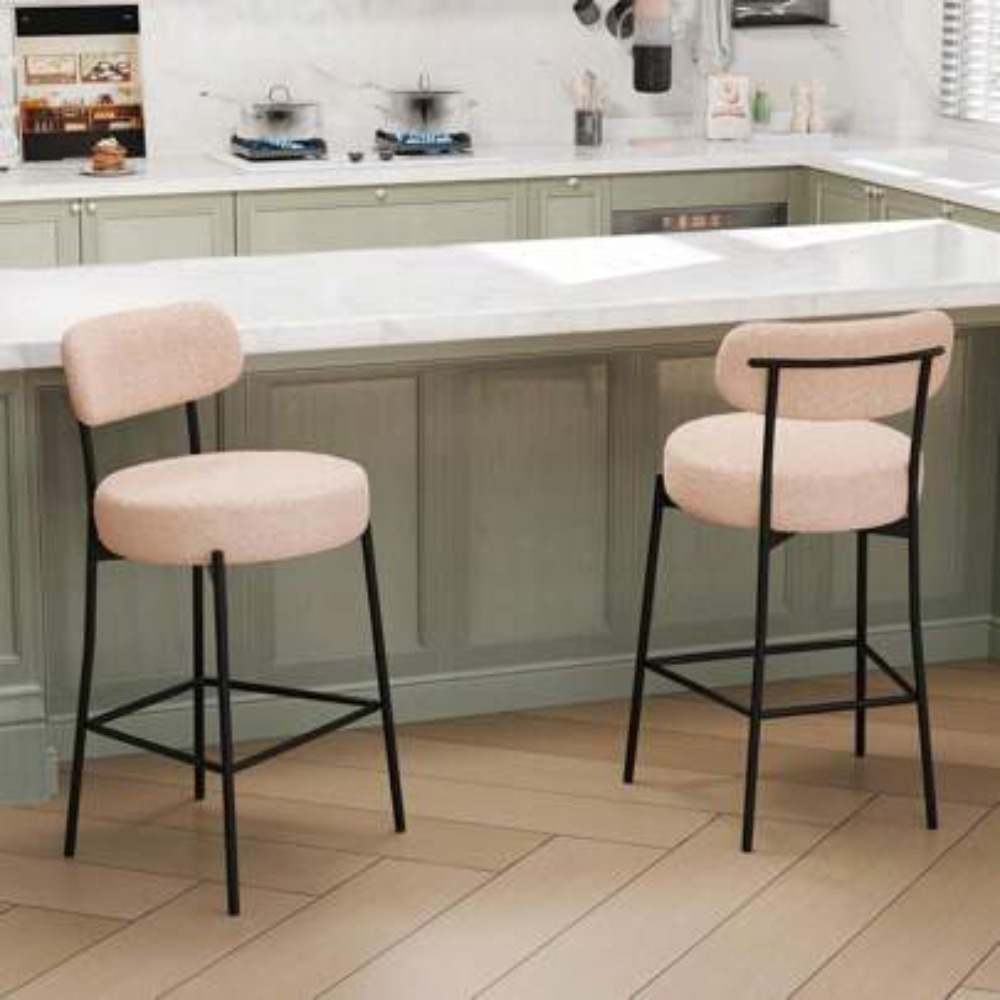 Home Bar Set - Set Kursi Bar Warna Beige (2