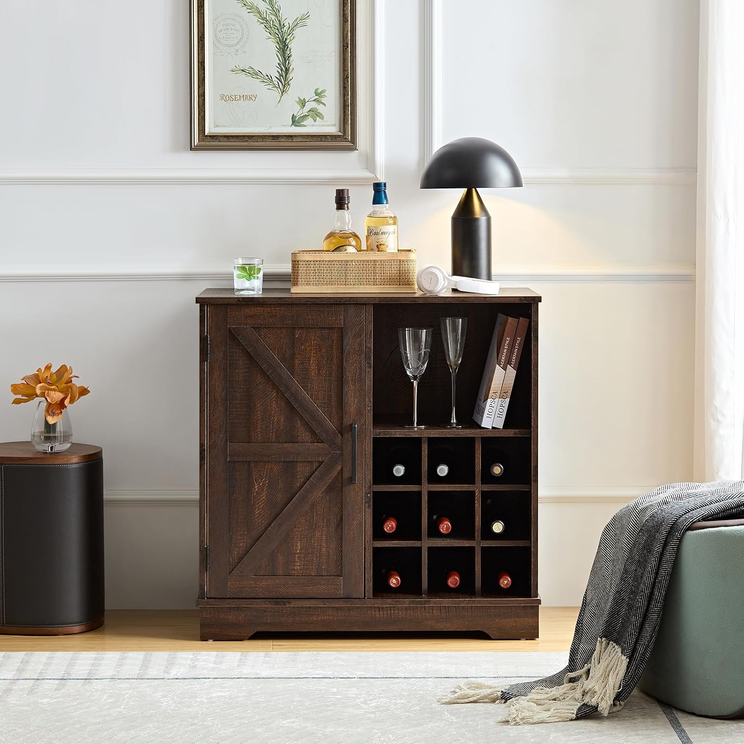 Home Bar Shelves - Lemari Bar Gaya Farmhouse, Rak Anggur,