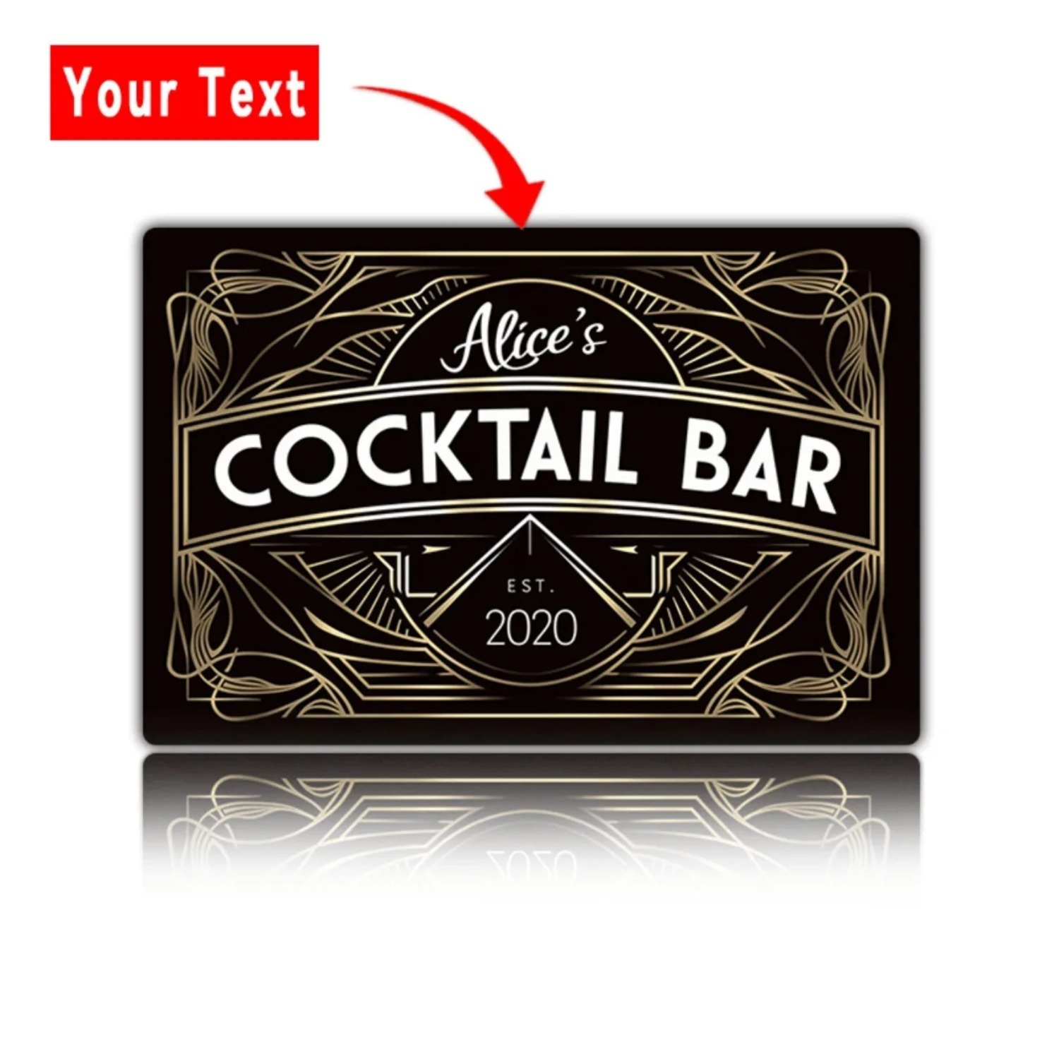 Home Bar Signs - Papan Dinding Logam Art Deco yang