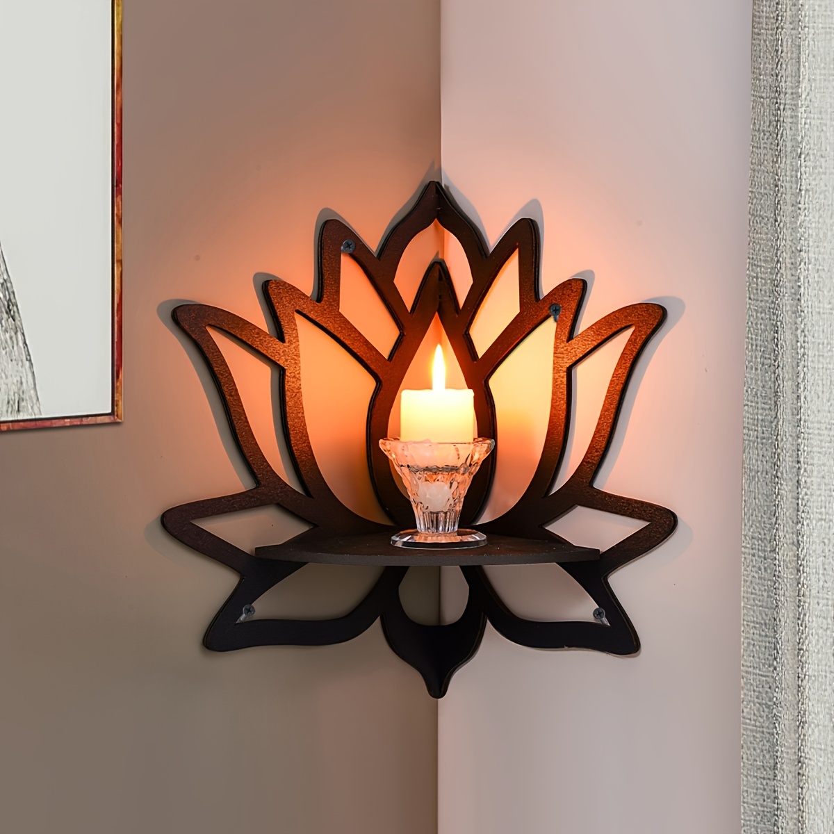 Home Bar Shelves - Rak Sudut Mengambang Lotus, Rak Sudut