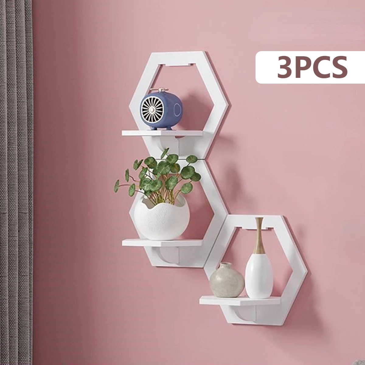 3 buah rak dinding segi enam g - Home Bar Shelves ulasan dan harga