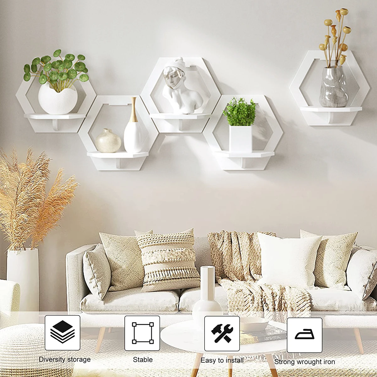 3 buah rak dinding segi enam g - Home Bar Shelves ulasan dan harga